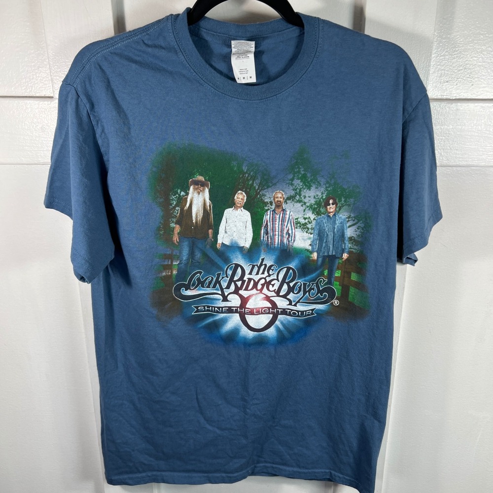 Oak Ridge Boys Shine The Light Tour T-Shirt Blue Mens Medium Elvira Lyrics
